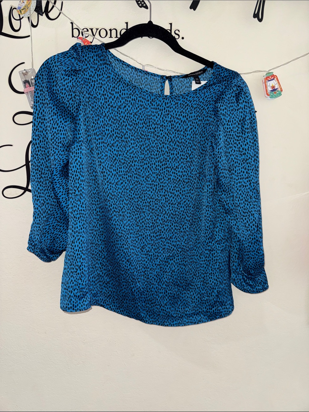 Banana Republic Teal Blue Printed Long-Sleeve Blouse